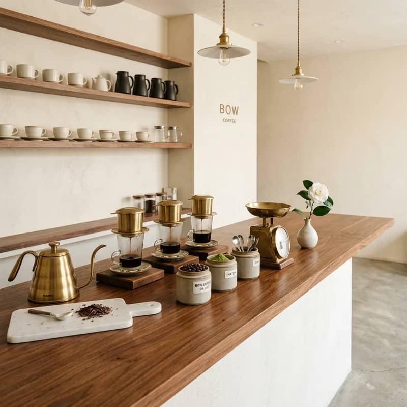 Khung cửa sổ với ly đá xay